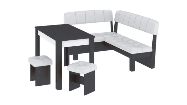 Кухонный уголок «Альфа» Венге Цаво/Белый Кожзам