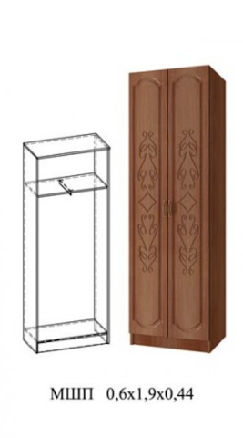 Шкаф Платьевой Марк МДФ- МШП Скандинавский дуб белый/венге (Ш-400 х В-1900 х Г-440 мм)