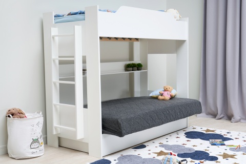 Двухъярусная кровать с диван-кроватью темно-серый / белый