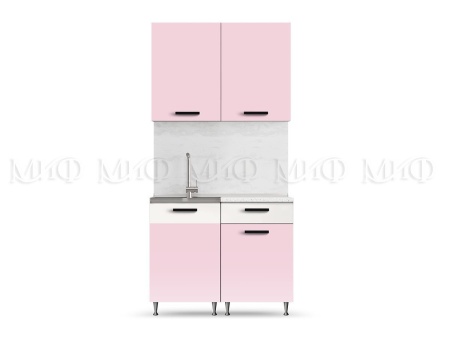 Кухонный Гарнитур Риана 1000 мм МДФ Розовый/Белый